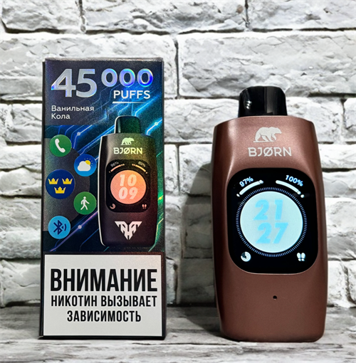 Bjorn TT Pro Max 45000 - 45000 затяжек с сенсорным экраном, возможностью принимать звонки, счётом затяжек в день и за время, счётом мл, колонкой, шагомером 5018 - фото 16008