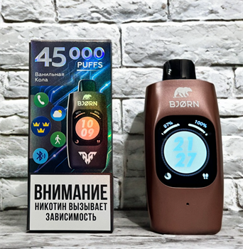 Bjorn TT Pro Max 45000 - 45000 затяжек с сенсорным экраном, возможностью принимать звонки, счётом затяжек в день и за время, счётом мл, колонкой, шагомером 5018