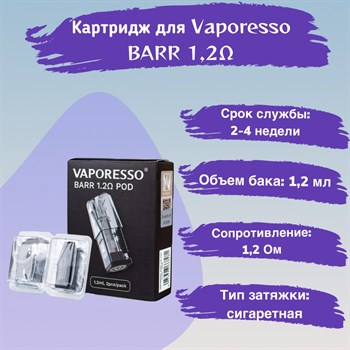 Сменные картриджи для Vaporesso BARR 1,2ом, 2шт 2801